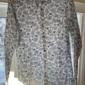 Elegant Black and White Floral Dress Shirt